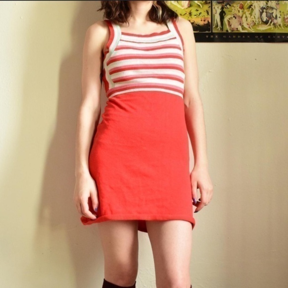 ModCloth Red Green Stripe Sleeveless Dress Size Medium